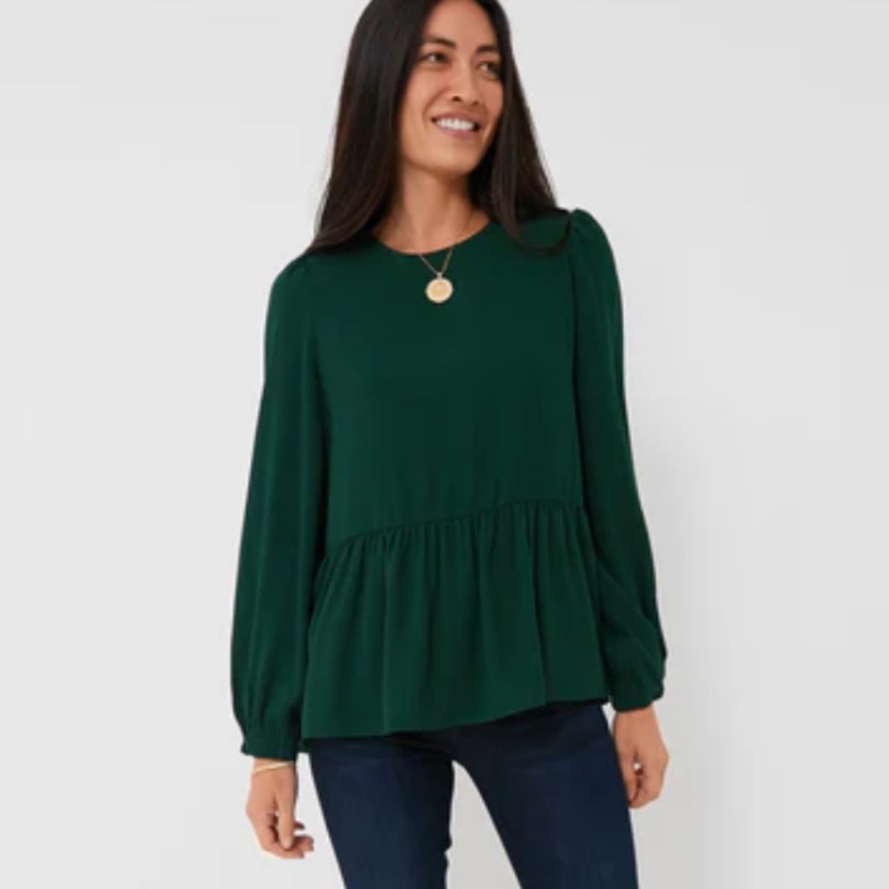 Like New Tuckernuck Hunter Green Peplum Blouse